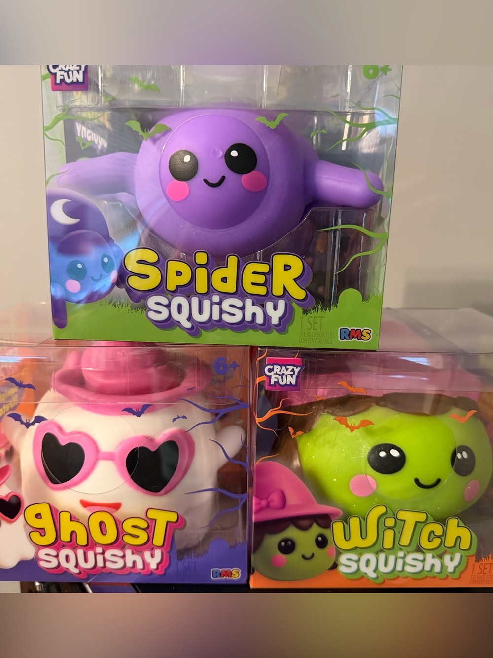 RMS CRAZY FUN HTF Spider ghost witch Squishy Toy - LOT OF 3
